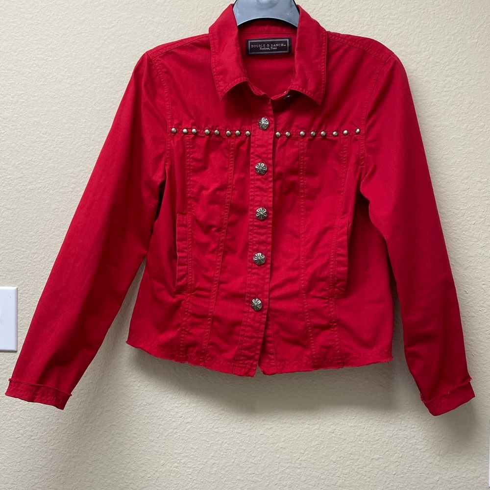 Double D Ranch Red Embellished Jacket Size M EUC